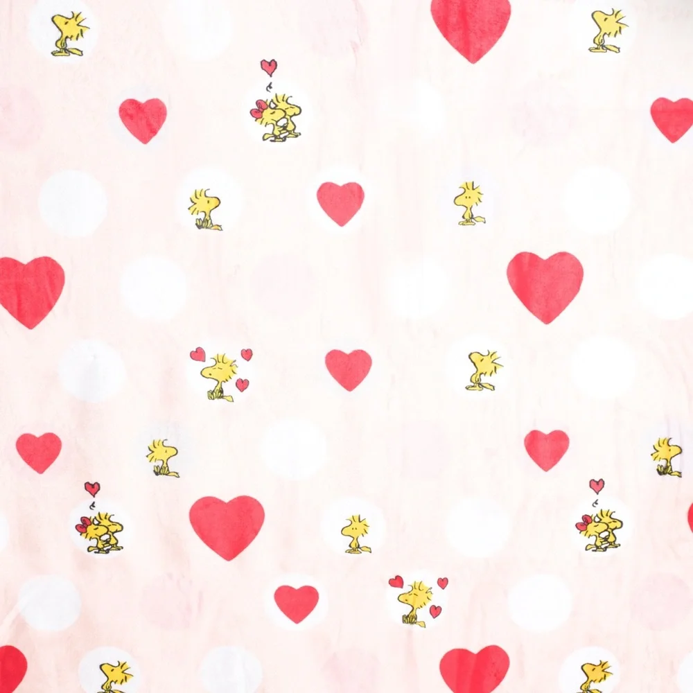 Berkshire Peanuts Snoopy And Woodstock Heart Polka Dot Reversible Throw